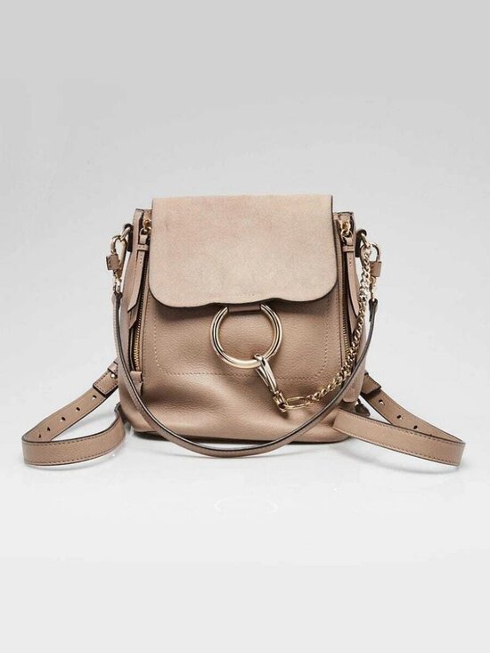 Chloe Motty Grey Leather/Suede Small Faye Backpack Bag main image 7